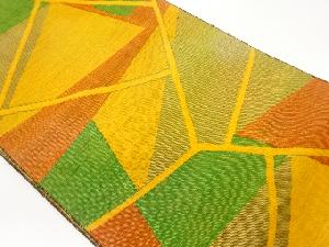 手織り紬幾何学模様織出し名古屋帯